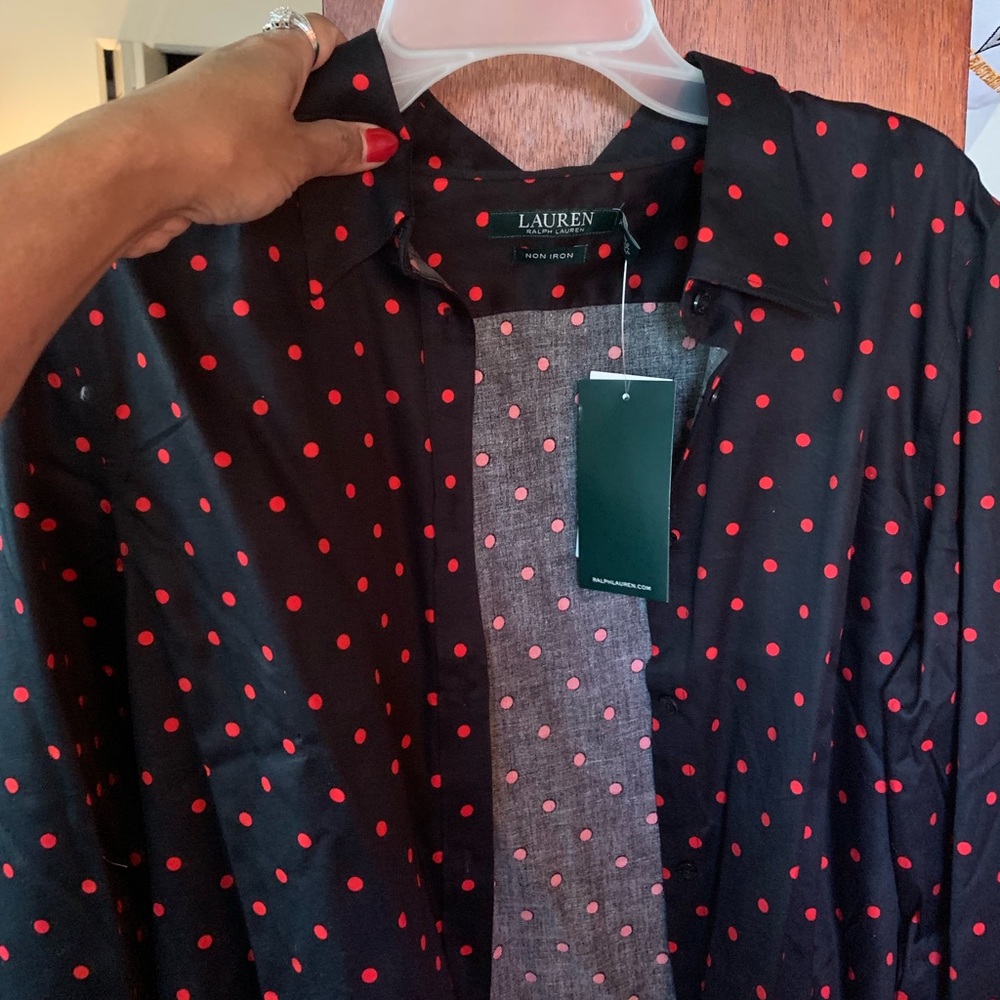 Ralph Lauren black spring cotton blouse.